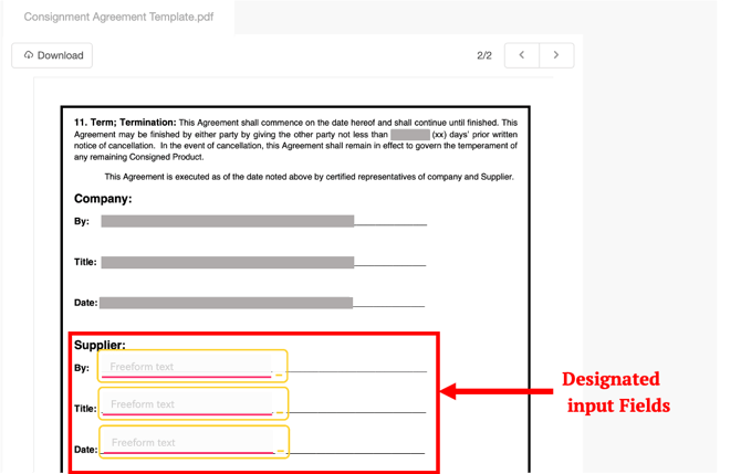 designated input Fields